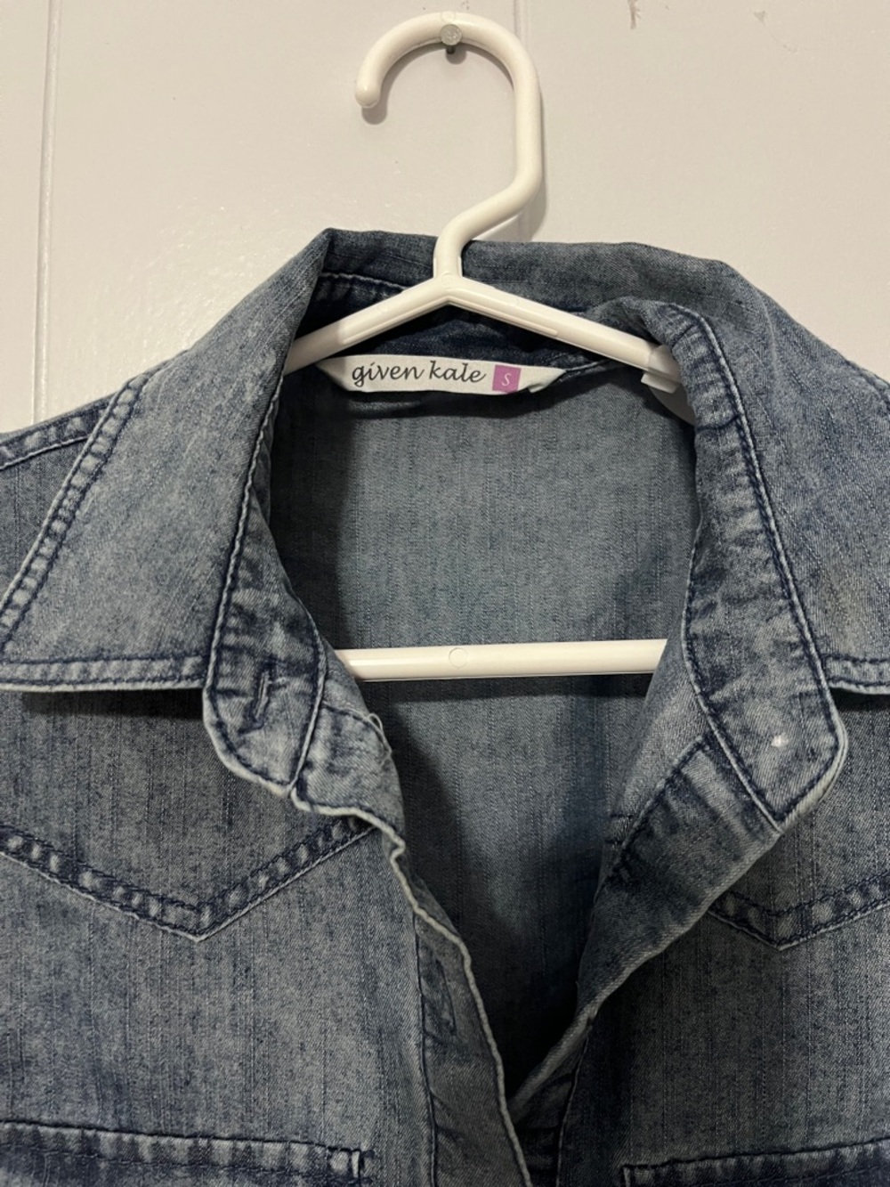 Washed Denim Midi Shirt Dress with Ruffle Sleeves - Blue - Picture 6 of 8